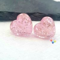 Pink Sparkle Hearts Lampwork Bead Pair