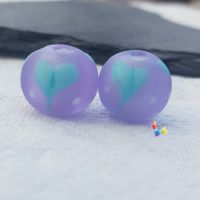 Tranquil Turquoise Love Heart Glass Lampwork Beads