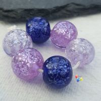 Purple Glitter Trio Lampwork Beads