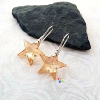 Premium Golden Crystal Star earrings Sterling Silver