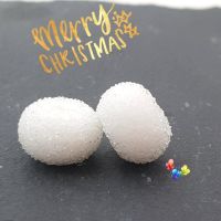 MEDIUM White Snowball  Lampwork Beads