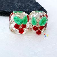 Silver Glitter Holly Lampwork Beads