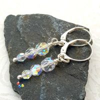 Crystal Icicle earrings Sterling Silver 