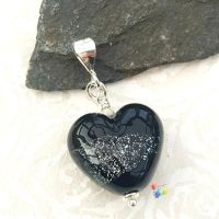 Black and Silver Memorial Lampwork Beads