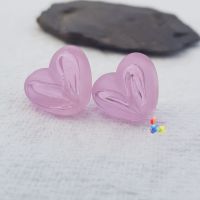 Rose Pink Window Heart Glass Lampwork Beads
