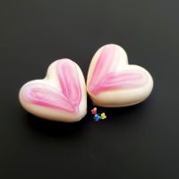 Pink Buttermilk Heart Glass Lampwork Beads
