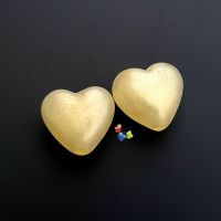 Misty Gold Shimmer Hearts Lampwork Bead Pair