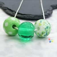 Green Bead Trio Sterling Silver Necklace