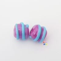 Pink & Blue Spiral Lampwork Bead Pair
