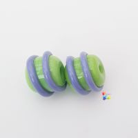 Green & Purple Spiral Lampwork Bead Pair