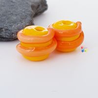 Yellow & Orange Spiral Lampwork Bead Pair