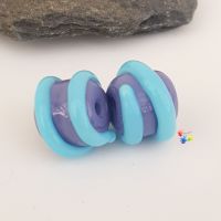 Purple & Blue Spiral Lampwork Bead Pair