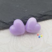 Lilac Glass Heart Pair