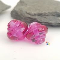 Hot Pink Lavender Spinner Pair  Glass Lampwork Beads