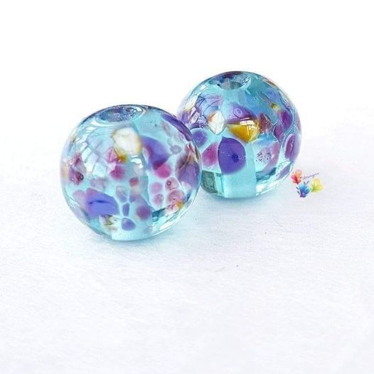 Tropical Aqua Glass Lampwork Beads