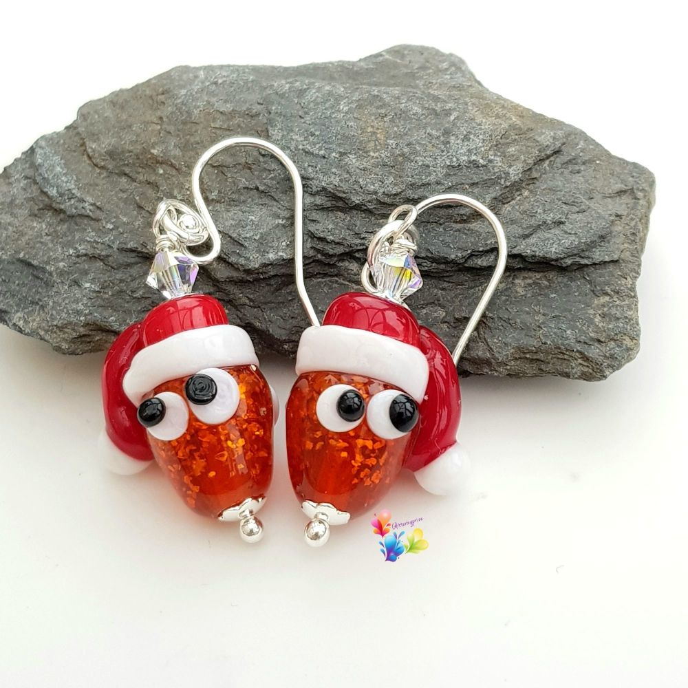 Sparkling Carrot Christmas Earrings Sterling Silver