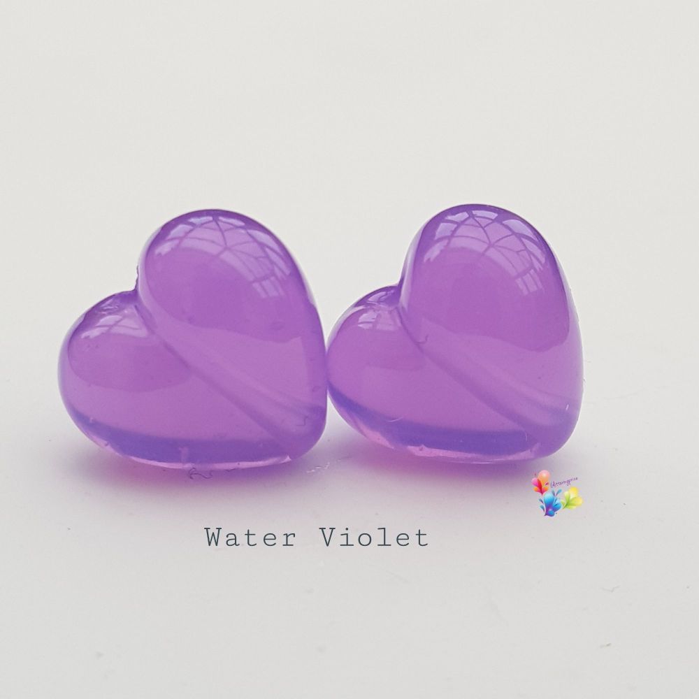 Water Violet Hearts Lampwork Bead Pair