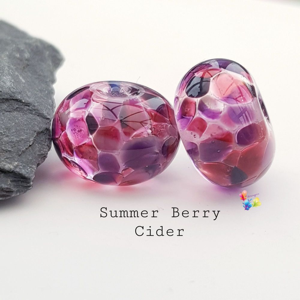 Summer Berry Cider Medium Lampwork Bead Pair