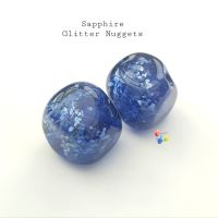 Sapphire Glitter Nugget Lampwork Bead Pair 