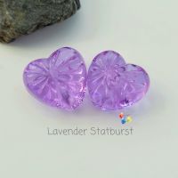 Lavender Starburst Facet Heart Lampwork Bead Pair
