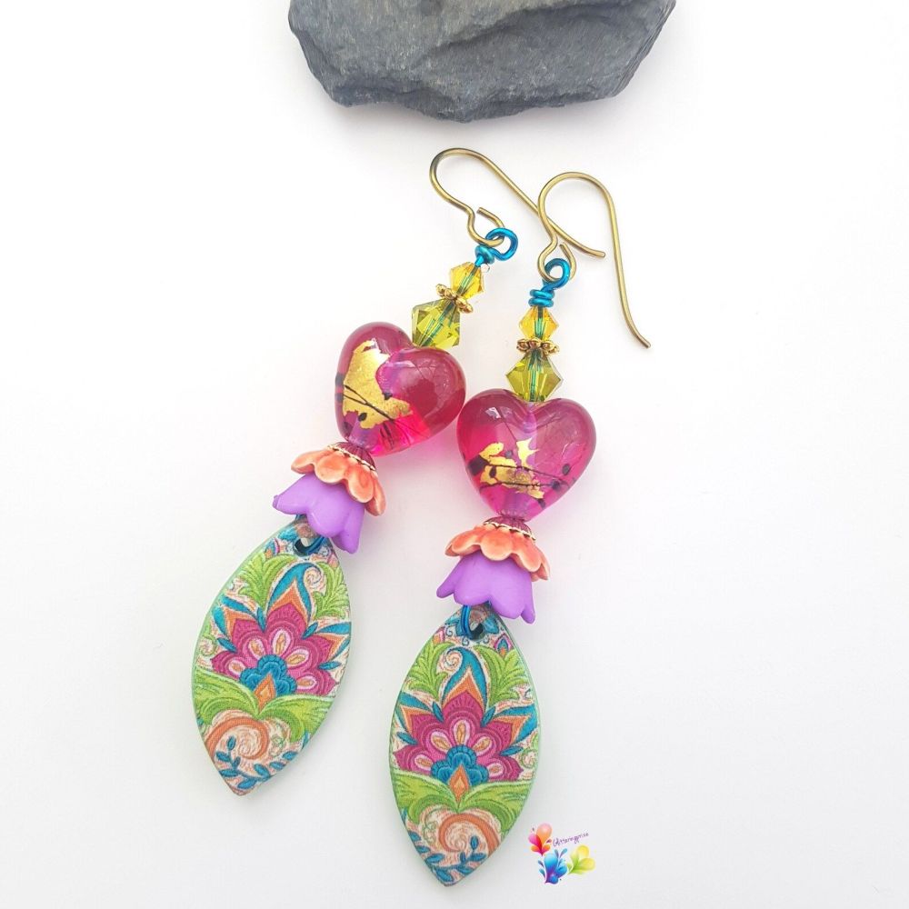 Ruby Sunrise Charm Earrings (Hypo-Allergenic)