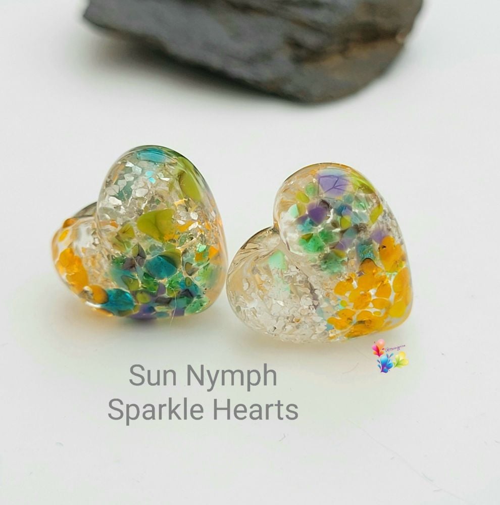 Sun Nymph Silver Sparkle Heart Pair