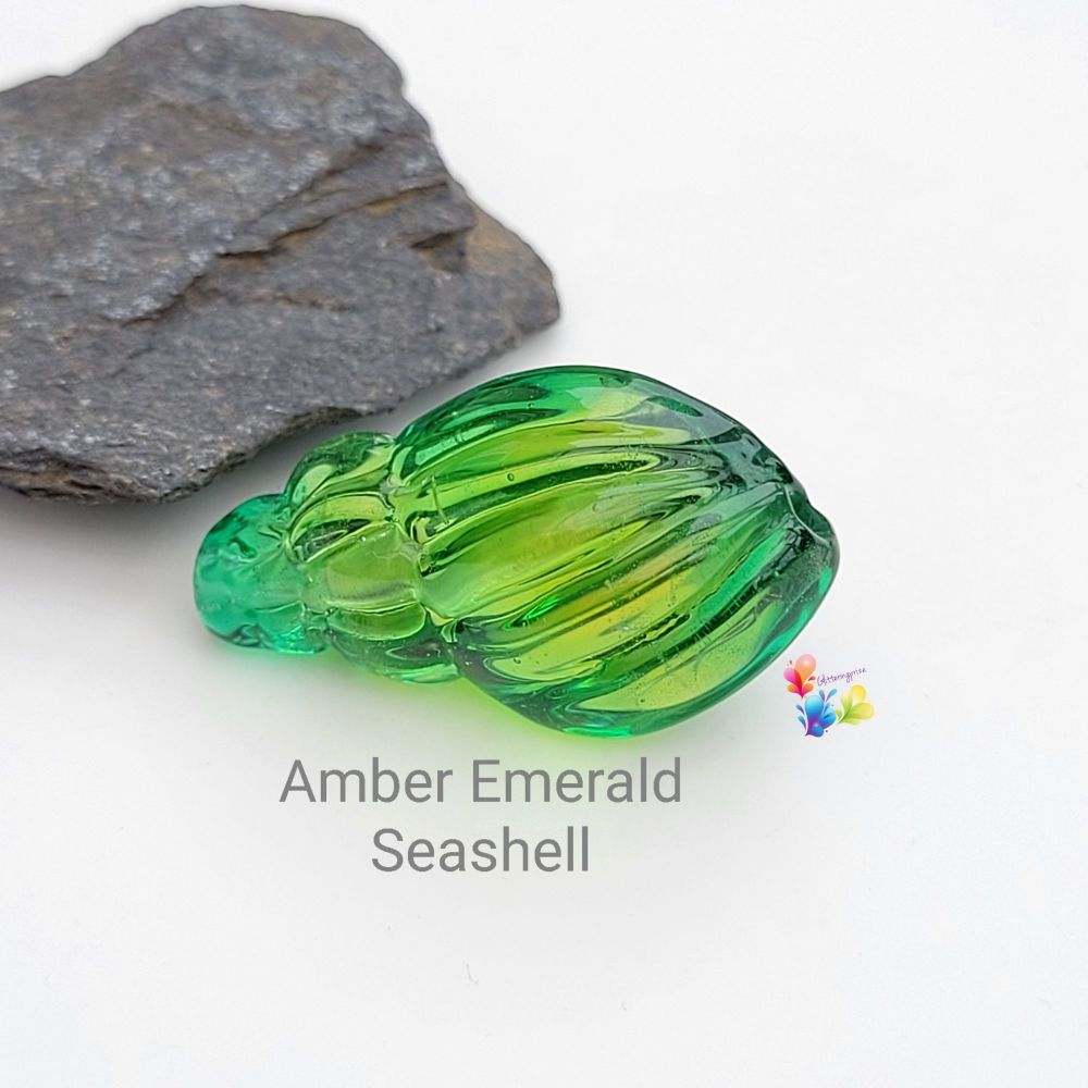 Amber Emerald Seashell Focal Bead