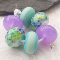 Canadian Violet Trio Lampwork Beads