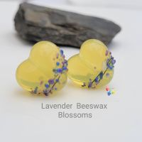 Lavender Beeswax Blossom  Heart Lampwork Beads