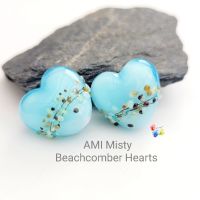 AMI Misty Beachcomber  Heart Lampwork Beads