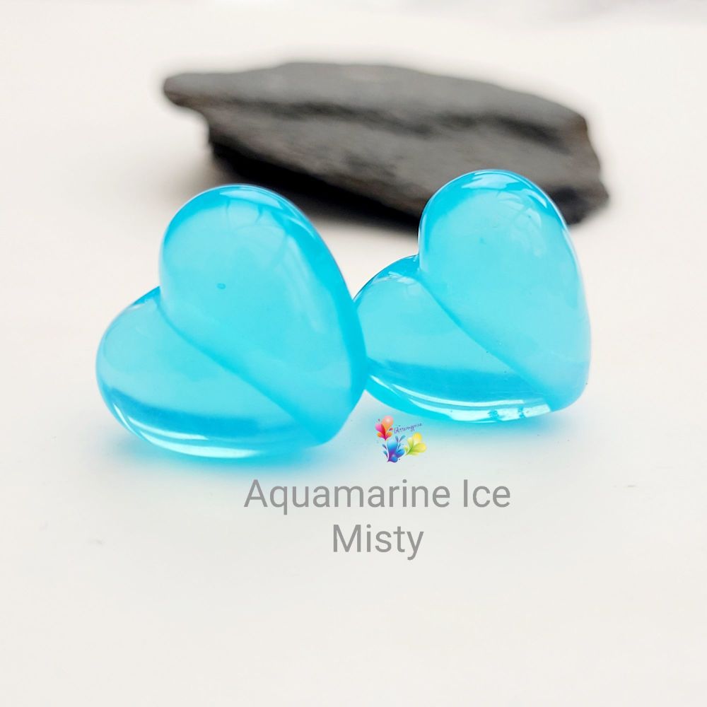 Aquamarine Baby Heart Lampwork Beads