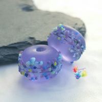 Lavender Seaglass Batik Blossom Lampwork Beads
