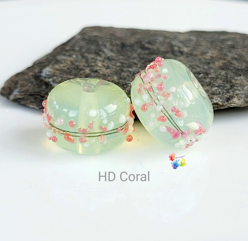 HD Coral Blossom Lampwork Beads