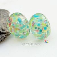 Secret Garden Donut Lampwork Bead Pair