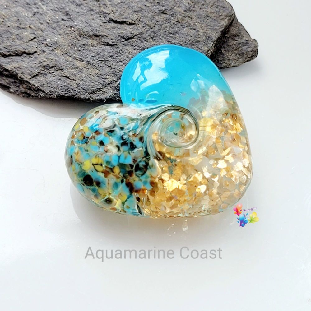Aquamarine Coast Patchwork Heart Focal Extra Large