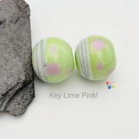 Key Lime Pink Boho Round Lampwork Bead Pair