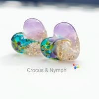Crocus & Nymph Patchwork Glass Heart Pair