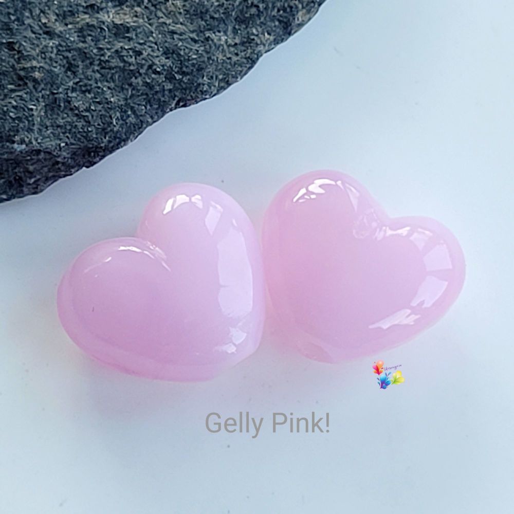 Gelly Pink Iddy Biddy  Hearts Lampwork Bead Pair