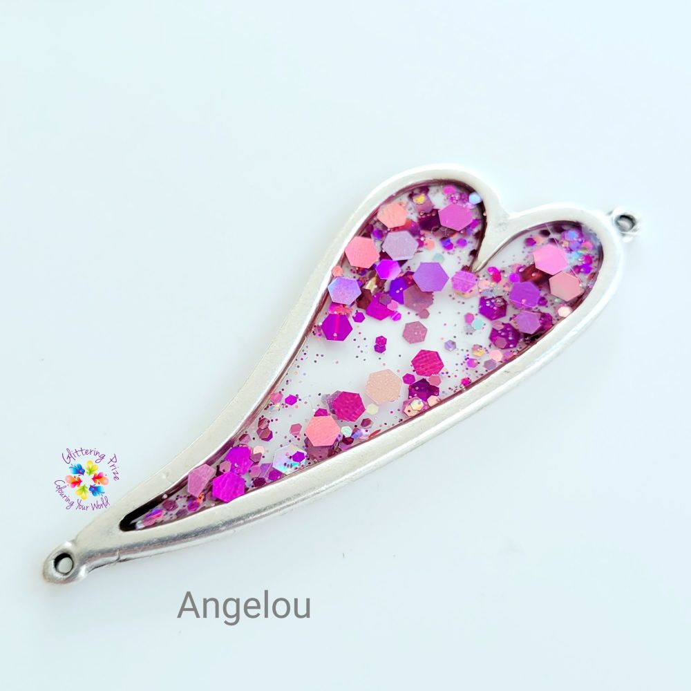 Angelou Pink Resin  Large Heart Connector
