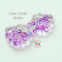 Holographic Lilac Circles Shell Resin Pair