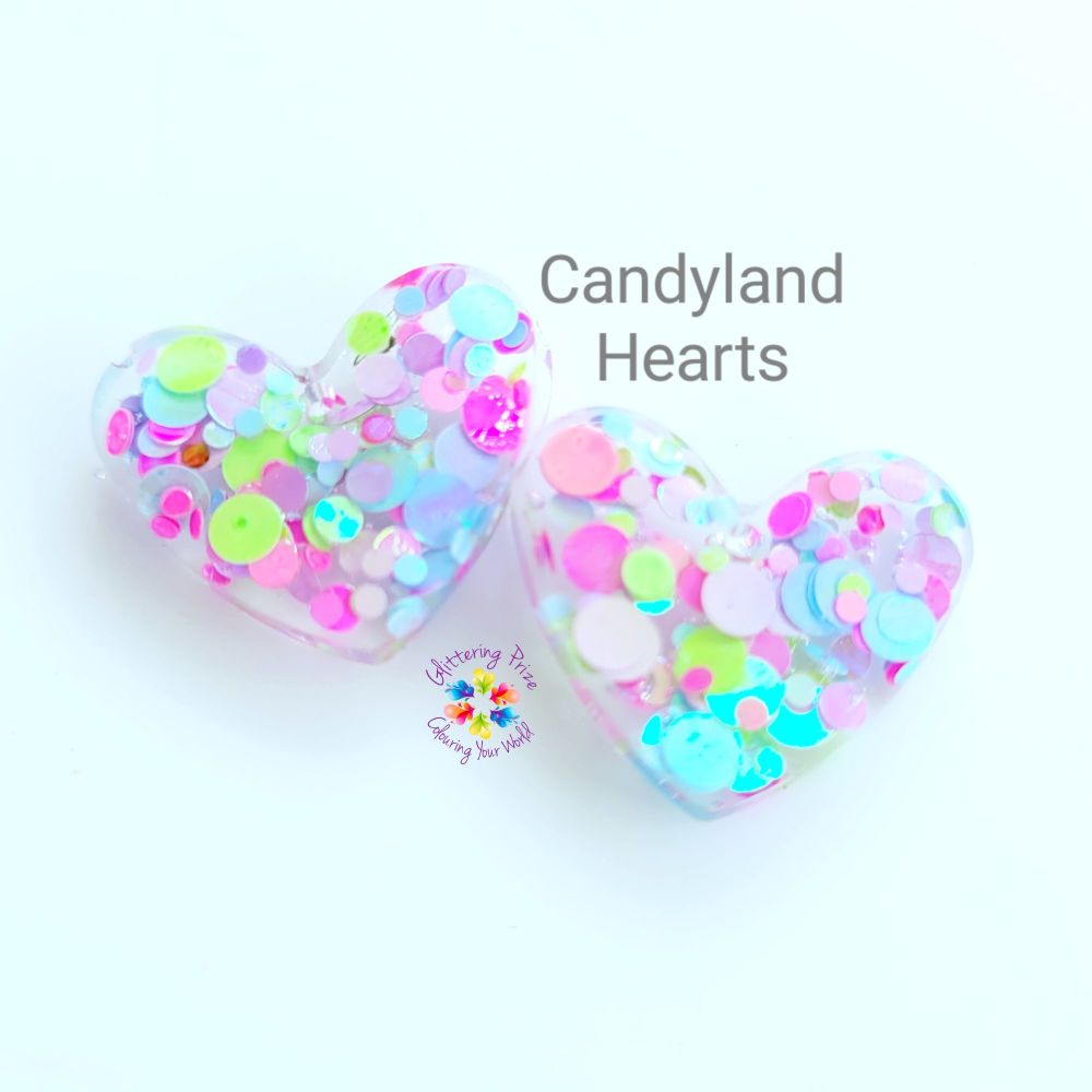 Candyland  Heart Pastel Resin Pair
