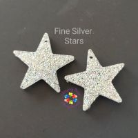 Holographic Silver Resin Star Pair  stars
