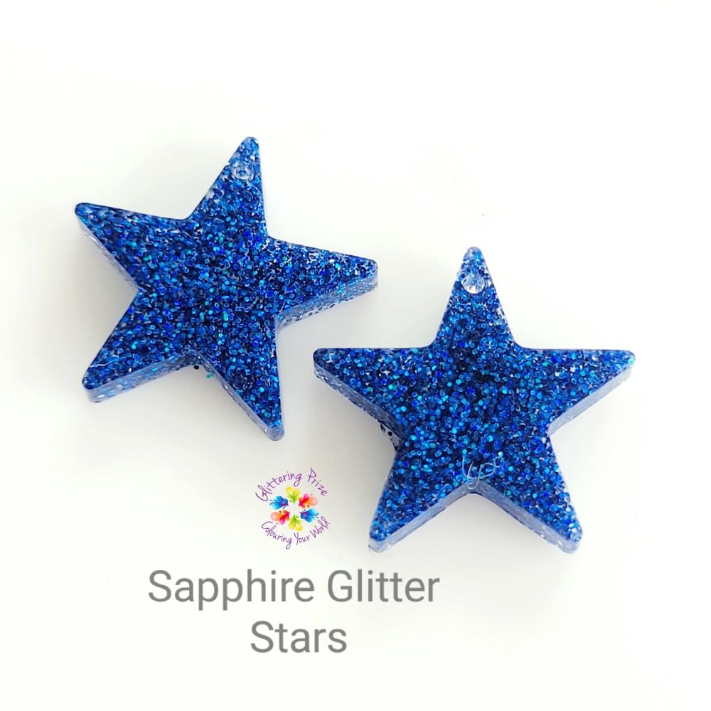 Holographic Sapphire Resin Star Pair  stars
