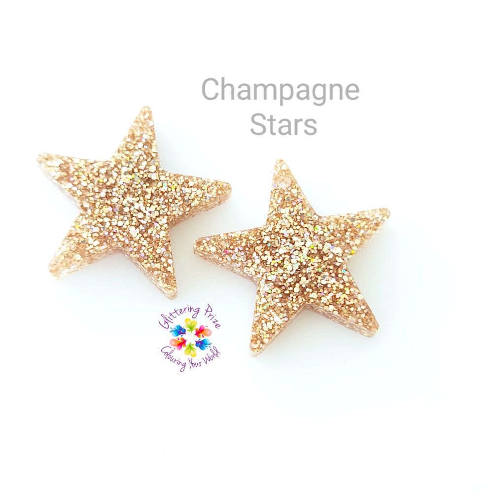 Holographic Champagne Gold Resin Star Pair  stars