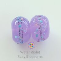 Water Violet Fairy Blossom Lampwork Bead Pair