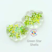 Holographic Green Stars Shell Resin Pair