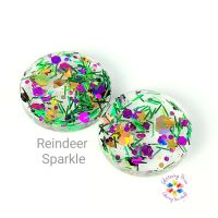 Holographic Reindeer Sparkle Resin Rounds Pair