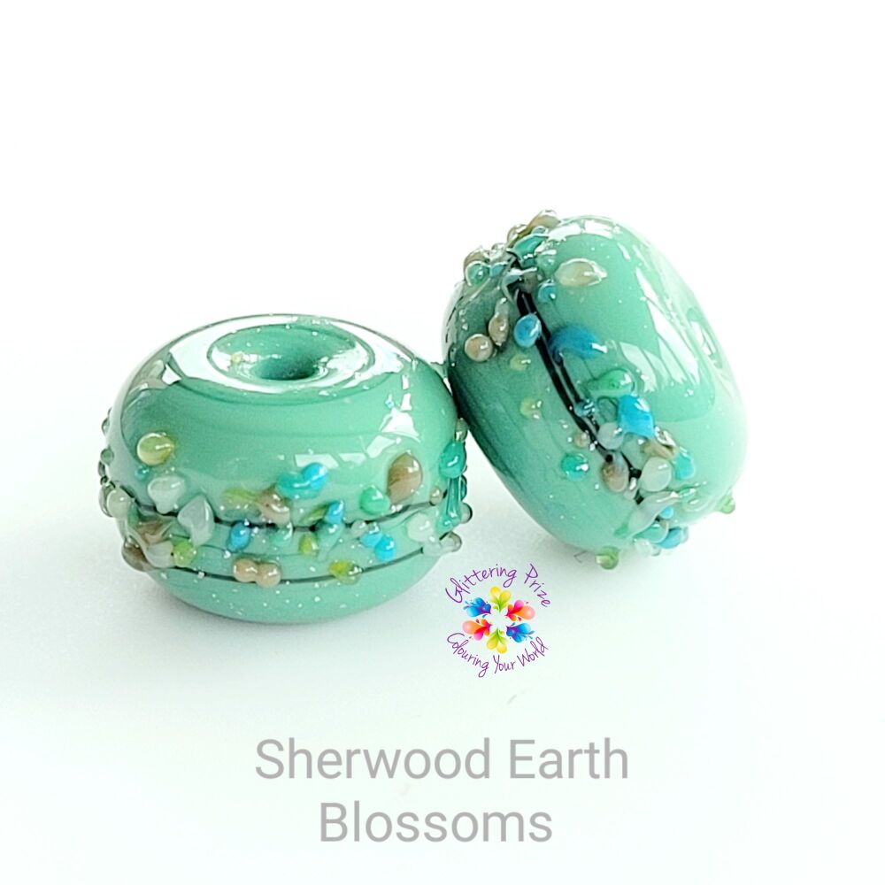 Sherwood Earth Blossom Lampwork Bead Pair
