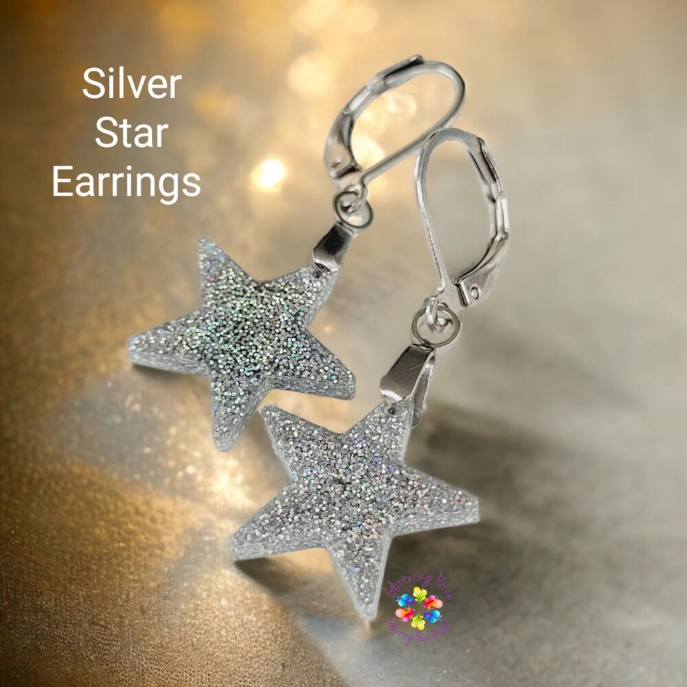 Festive Silver Star Hypoallergenic Earrings