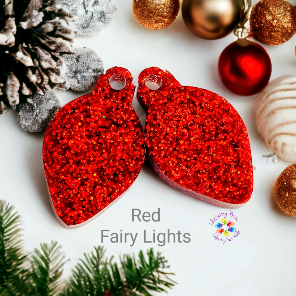 Red Glitter & Resin Fairy Light Pair